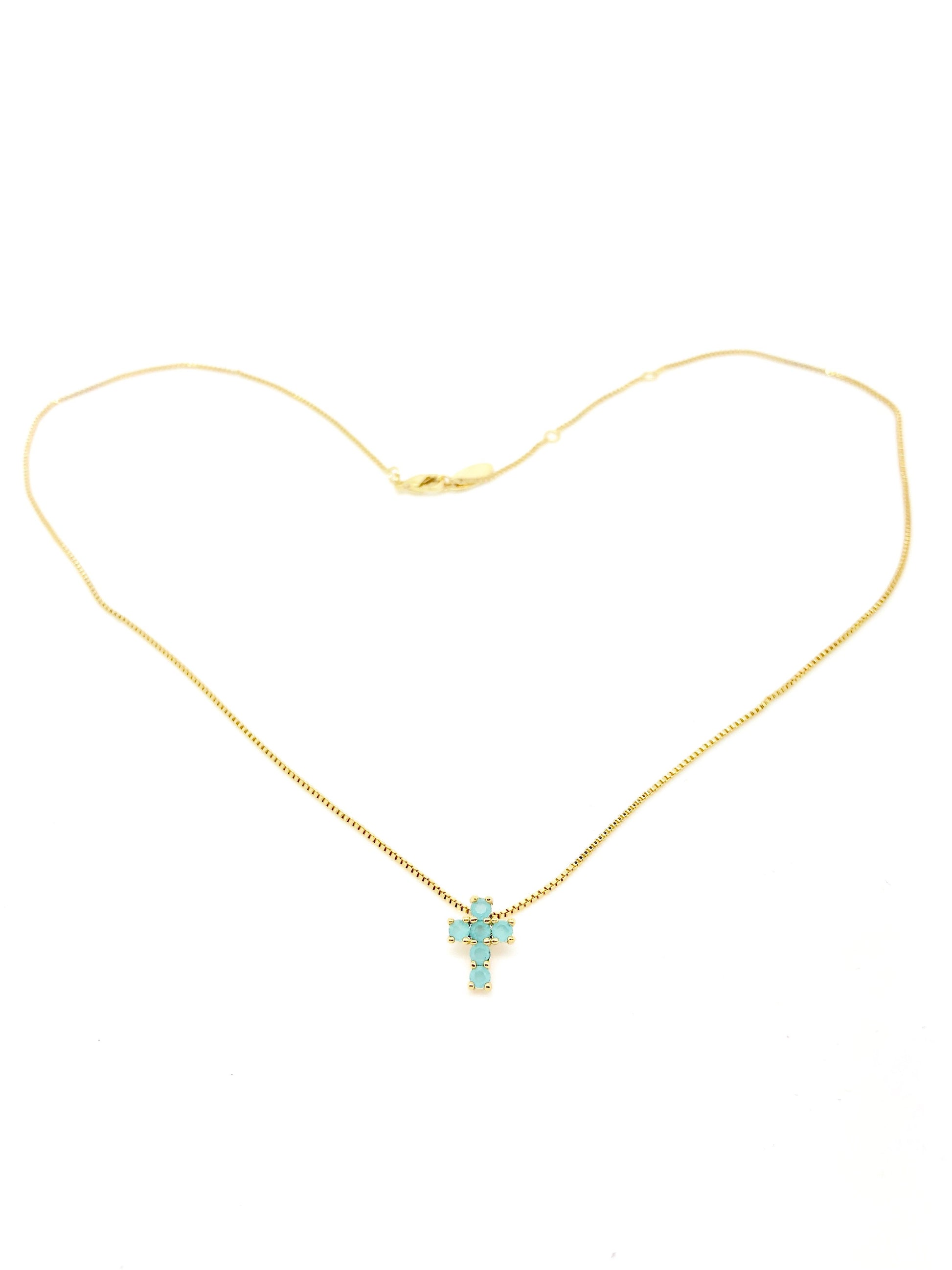 Light Blue Turquoise Cross Necklace - Unique Catholic Gifts