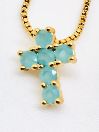 Light Blue Turquoise Cross Necklace - Unique Catholic Gifts