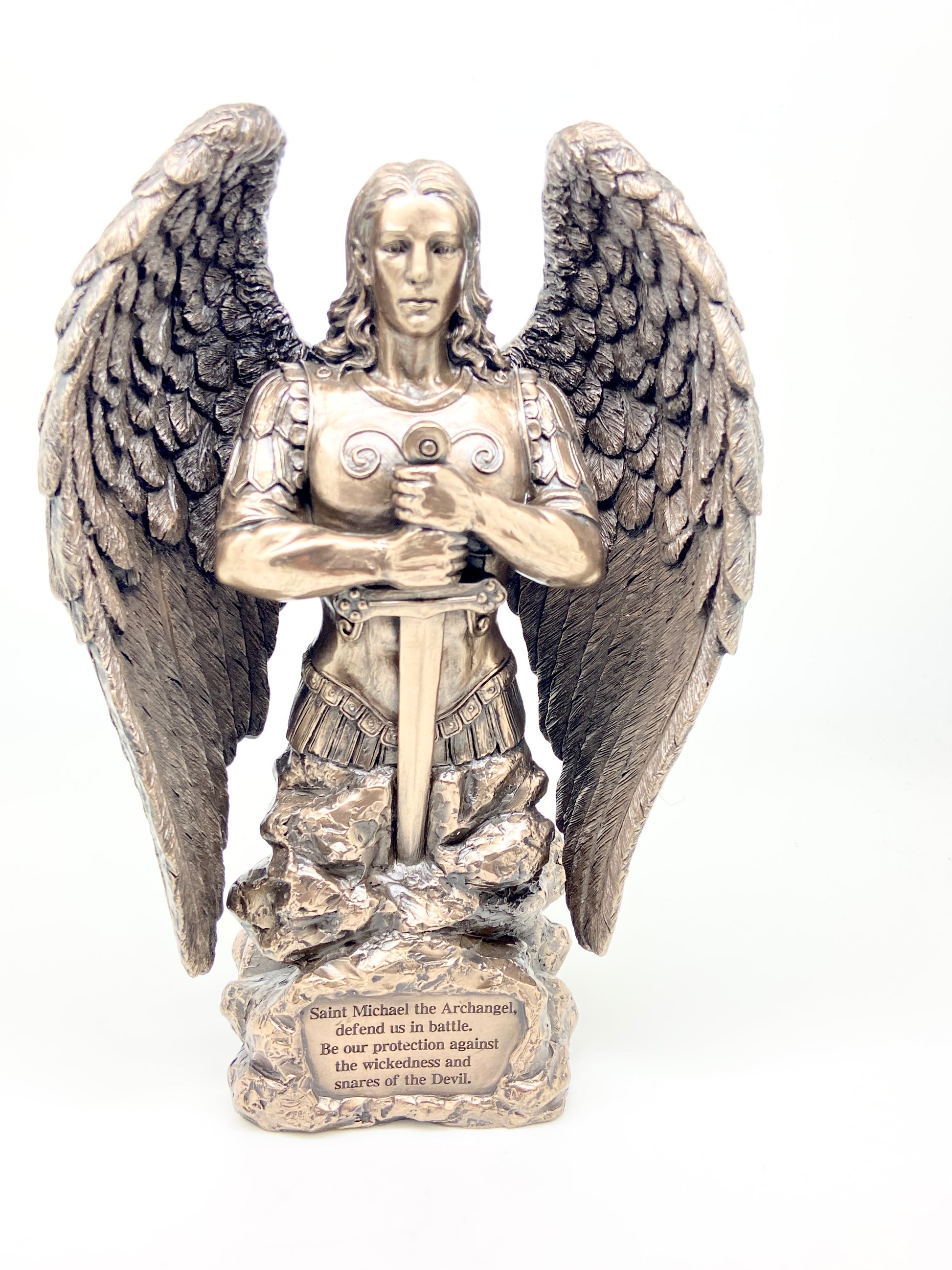 Saint Michael the Archangel Prayer Statue 9" - Unique Catholic Gifts