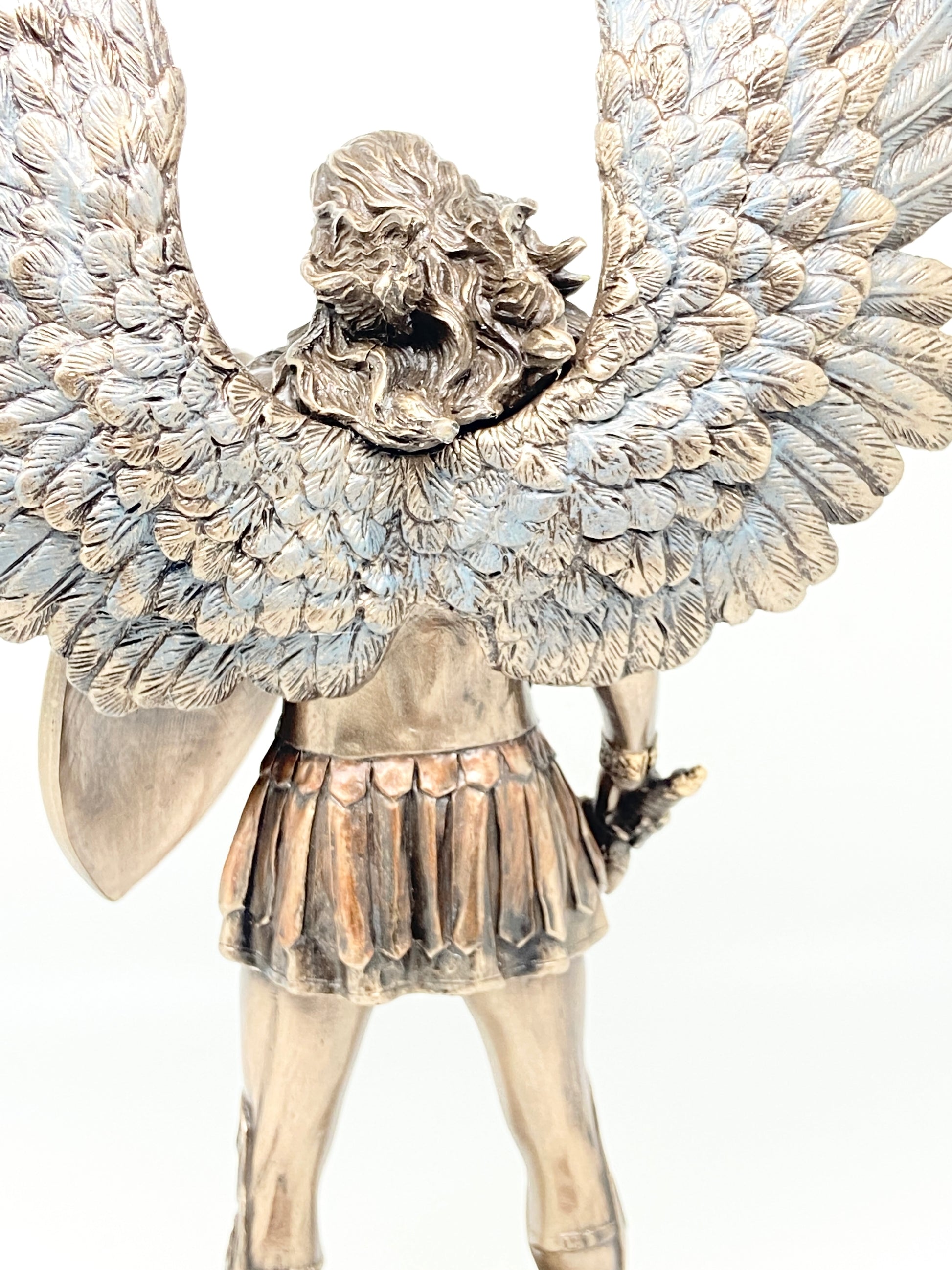 Bronze Archangel Saint Michael with Sword and Shield Statue 11" - Unique Catholic Gifts