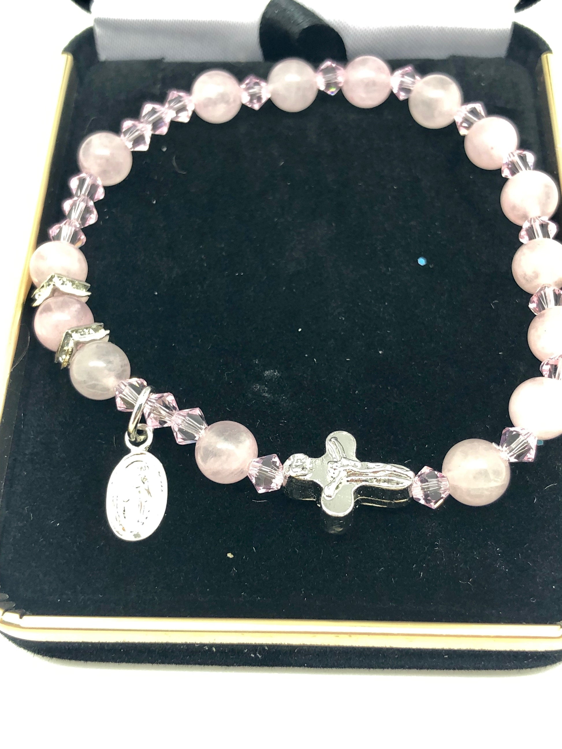 Genuine Rose Quartz Bracelet (6 mm) - Unique Catholic Gifts