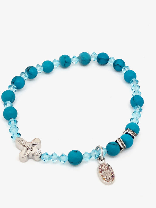 Genuine Turquoise Rosary Bracelet (6 mm) - Unique Catholic Gifts