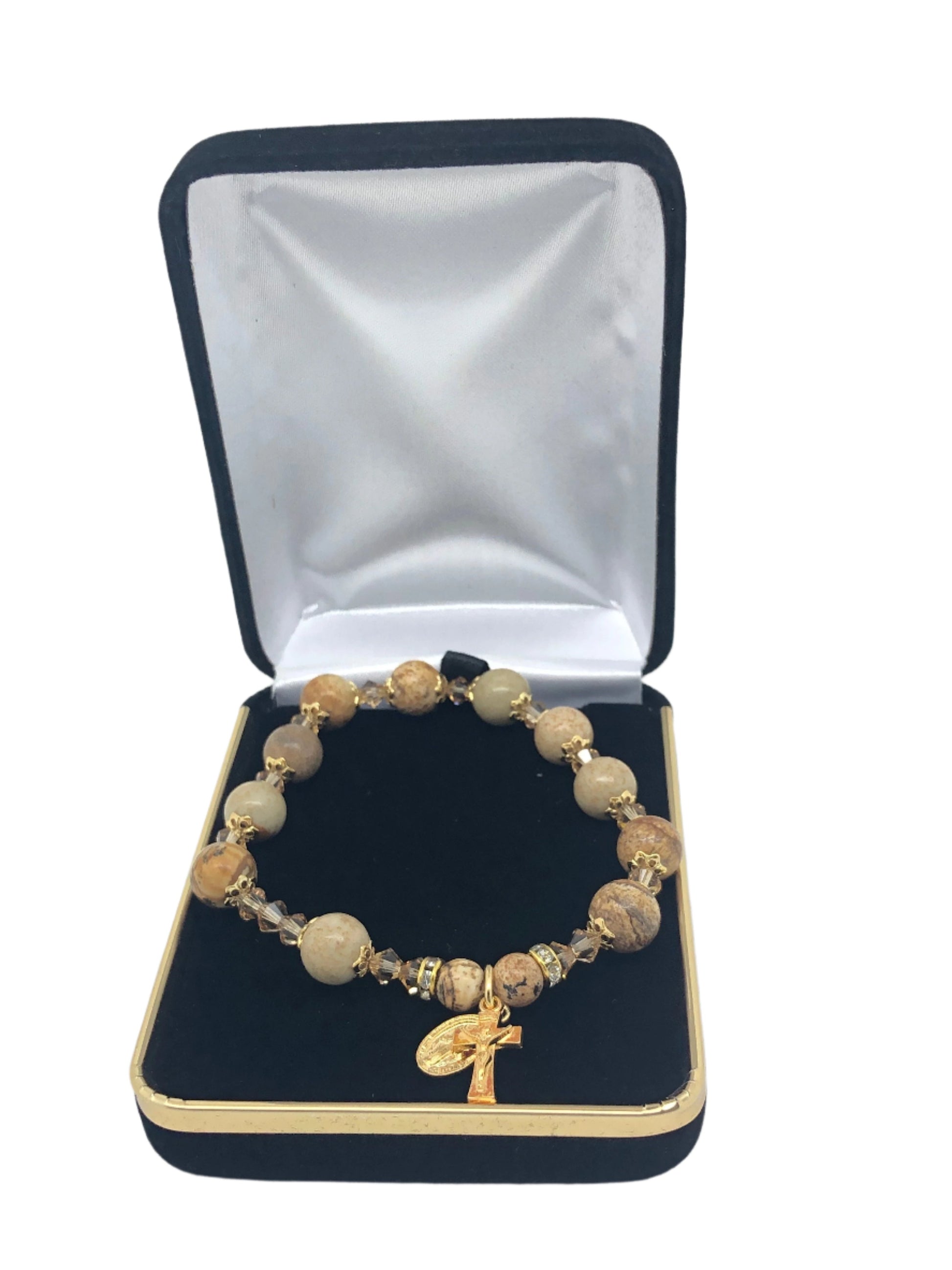 Genuine Picture Jasper Rosary Bracelet (8 mm) - Unique Catholic Gifts