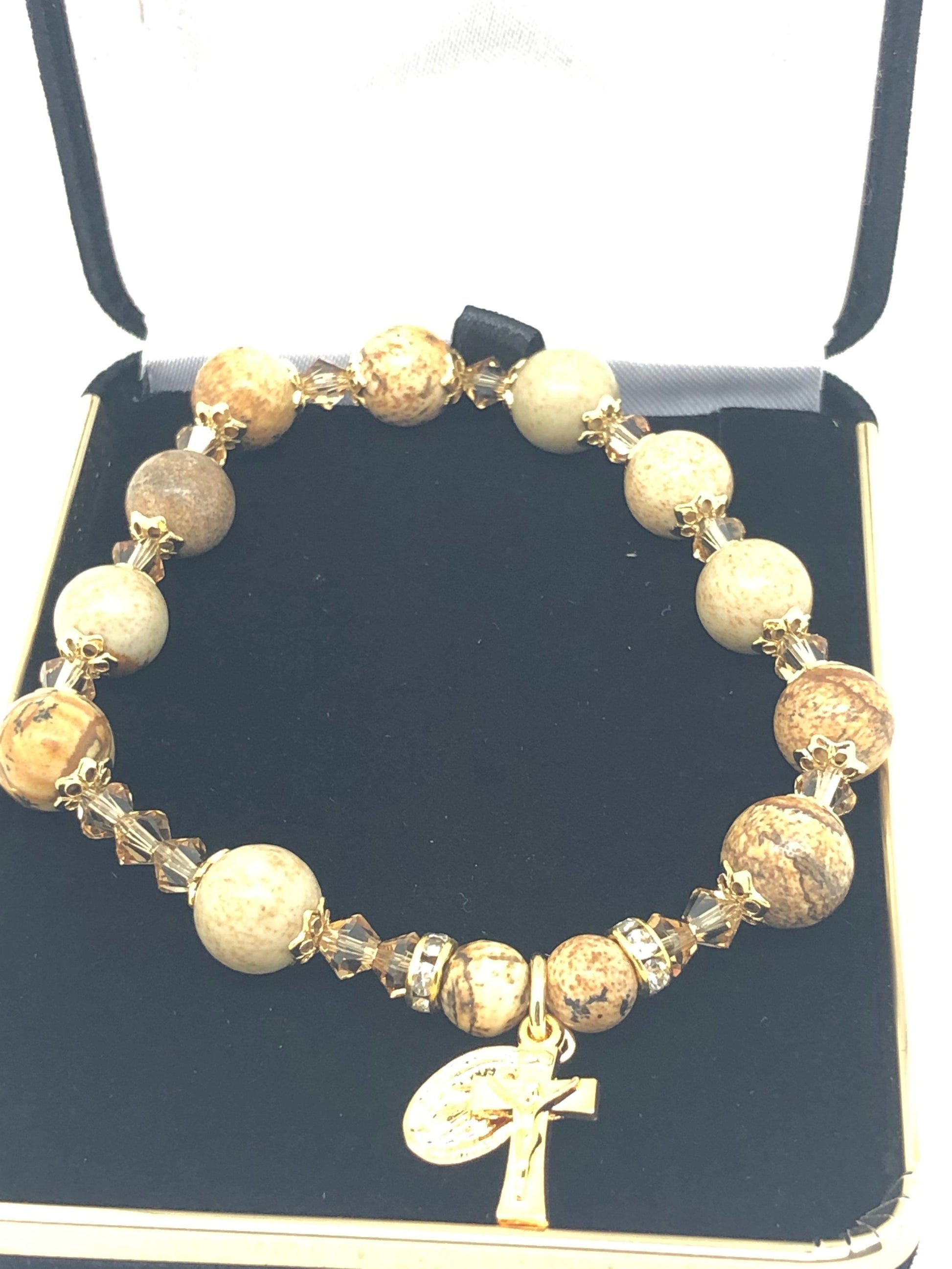 Genuine Picture Jasper Rosary Bracelet (8 mm) - Unique Catholic Gifts