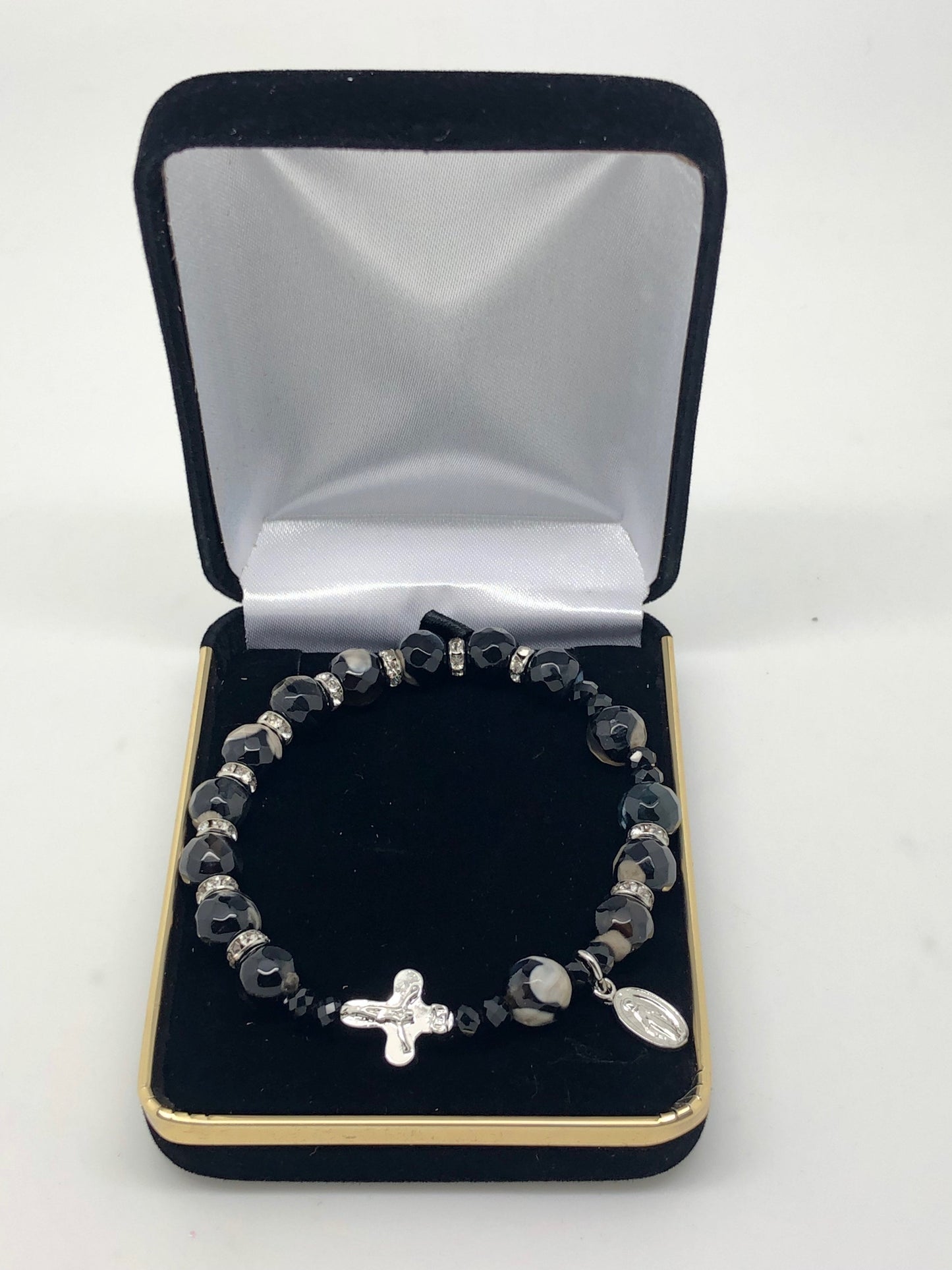 Genuine Zebra Jasper Rosary Bracelet (8 mm) - Unique Catholic Gifts