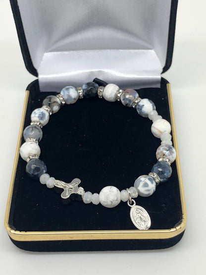 Genuine Howlite Rosary Bracelet (8 mm) - Unique Catholic Gifts