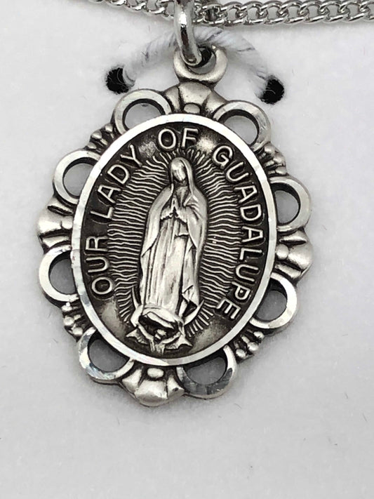 Sterling Silver Our Lady of Guadalupe Medal (1/2") - Unique Catholic Gifts