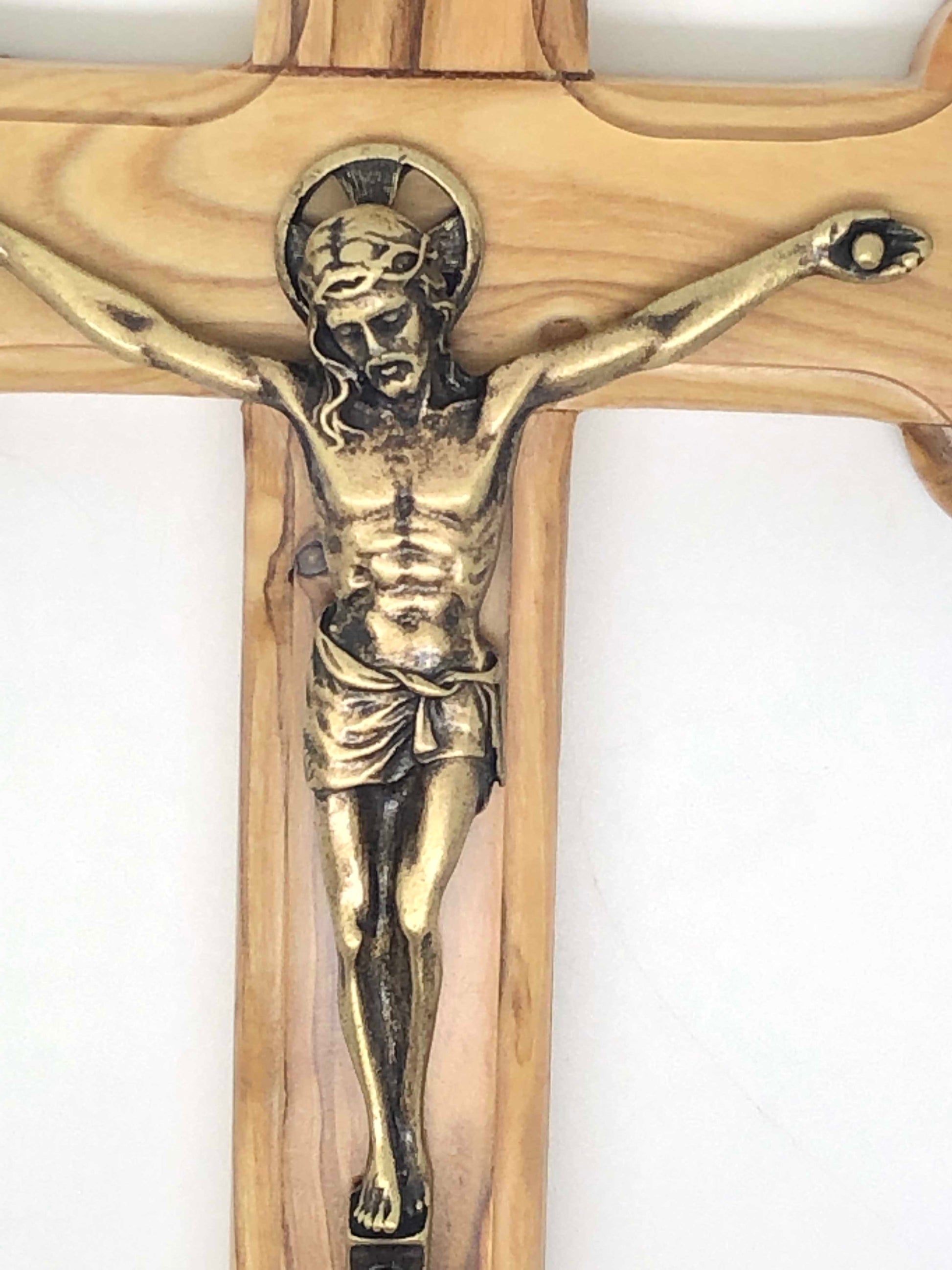 Holy Land Wall Crucifix Olive Wood "Bethlehem Treasures"  (8 1/2" ) - Unique Catholic Gifts