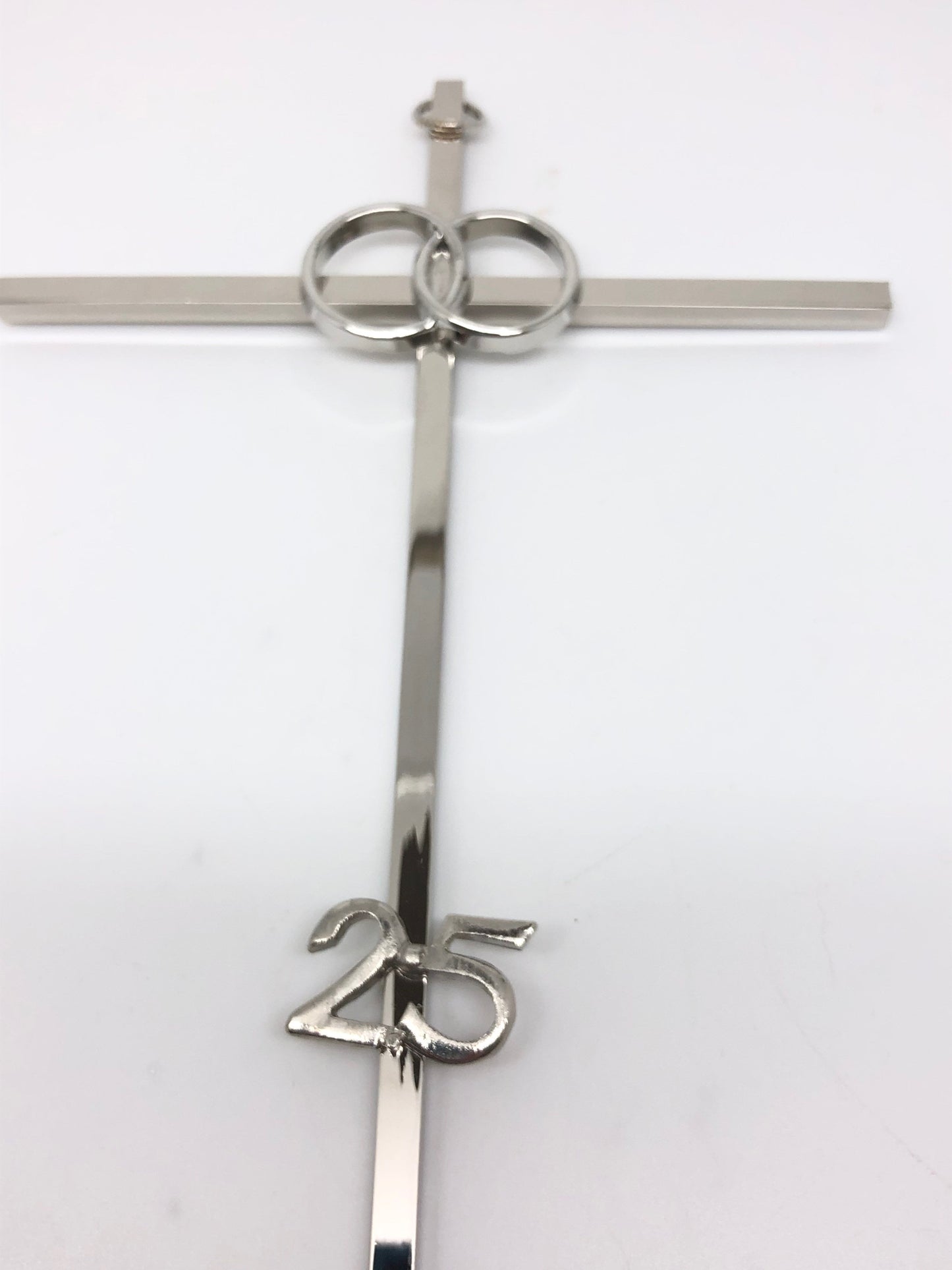 25th Anniversary Nickel Plated Cross (10") - Unique Catholic Gifts