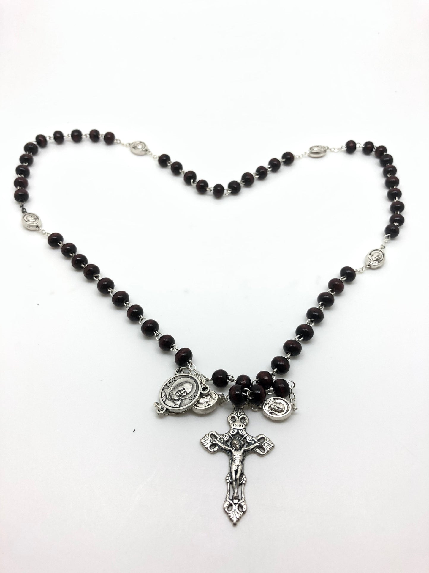 St. Benedict Brown Wood Rosary  (7 mm) - Unique Catholic Gifts