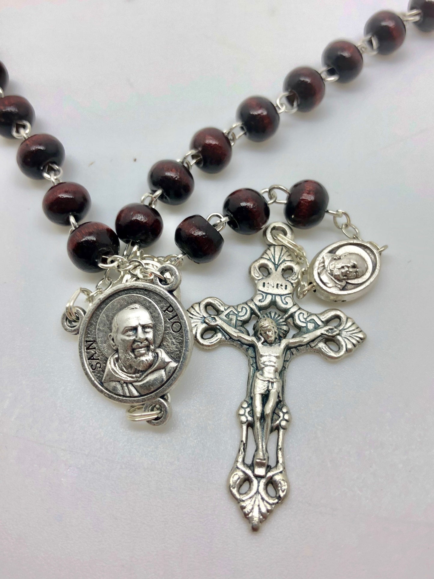 St. Benedict Brown Wood Rosary  (7 mm) - Unique Catholic Gifts