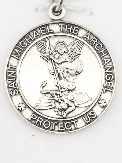 Saint Michael Sterling Silver Round Medal (1") - Unique Catholic Gifts