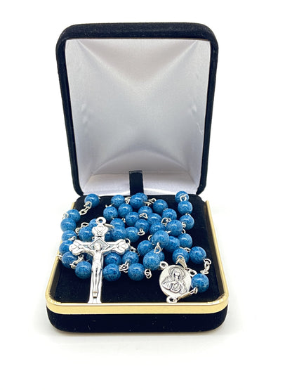 Blue Rosary from the Holy Land (7 mm) - Unique Catholic Gifts