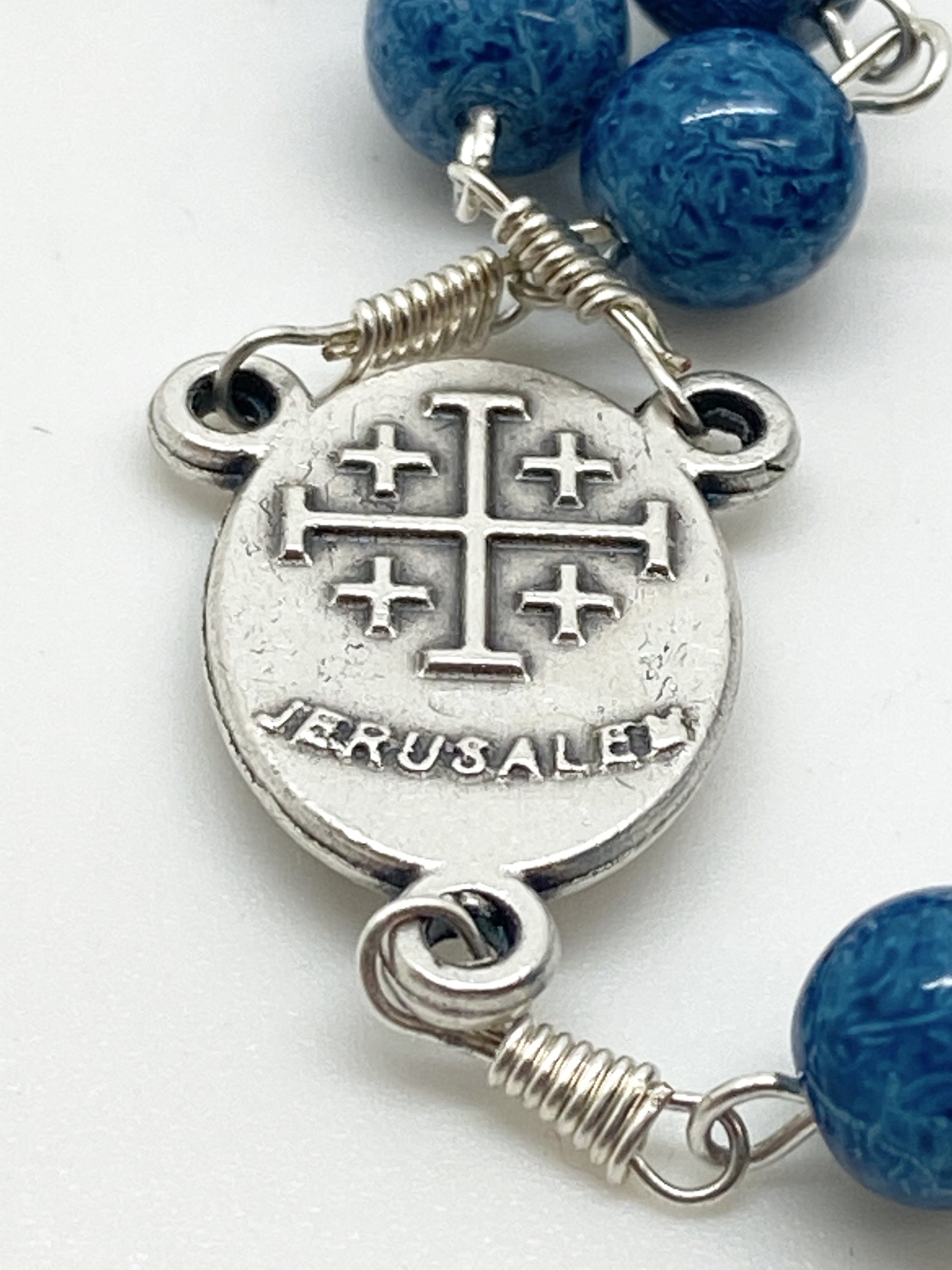 Blue Rosary from the Holy Land (7 mm) - Unique Catholic Gifts