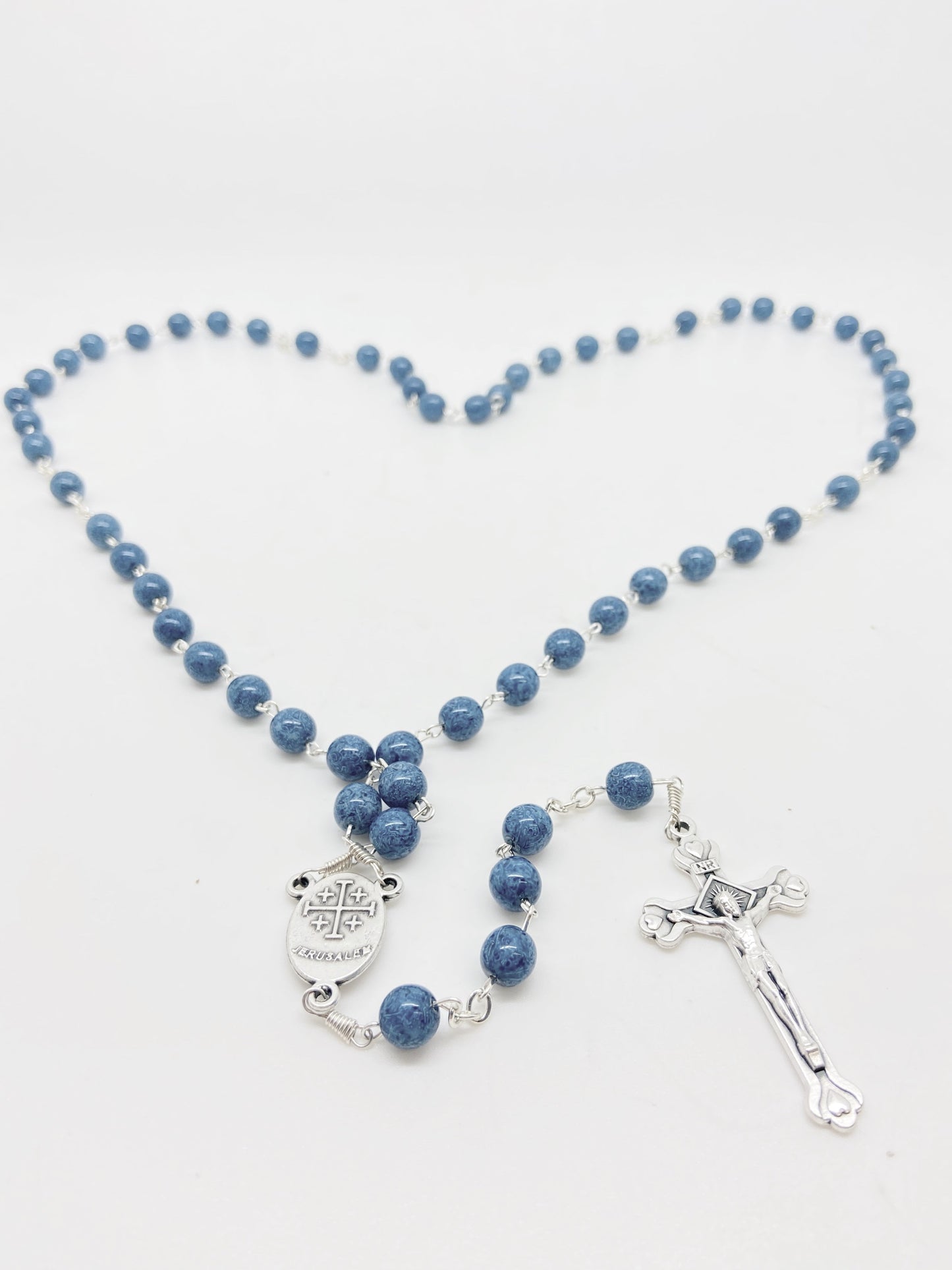 Blue Rosary from the Holy Land (7 mm) - Unique Catholic Gifts