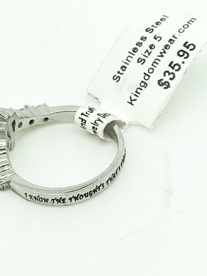 Lady's Cross and Diamonds Ring "I Know the Thoughts" - Unique Catholic Gifts