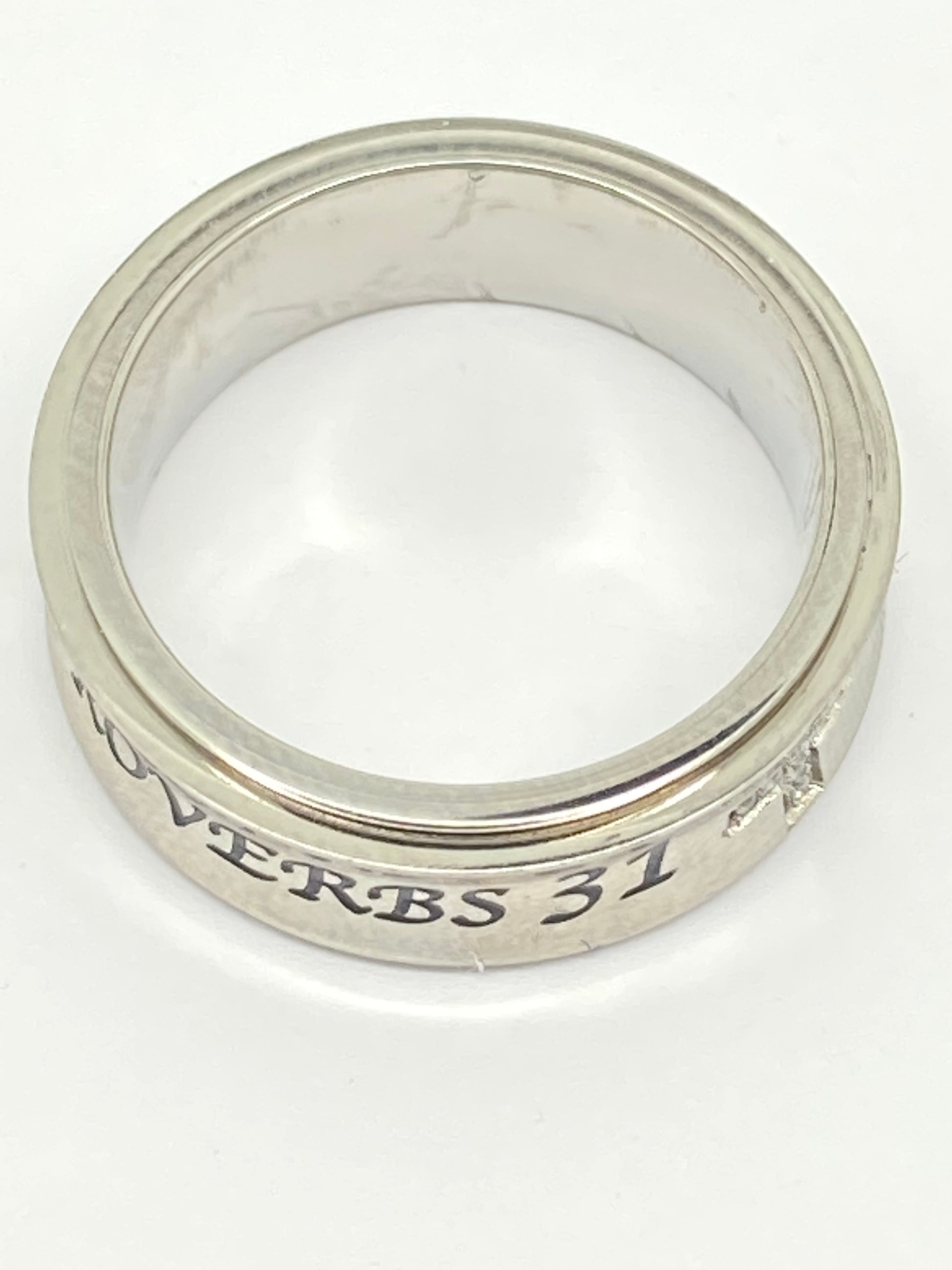 Lady's High Polish Spinner "Woman of God" Ring - Unique Catholic Gifts