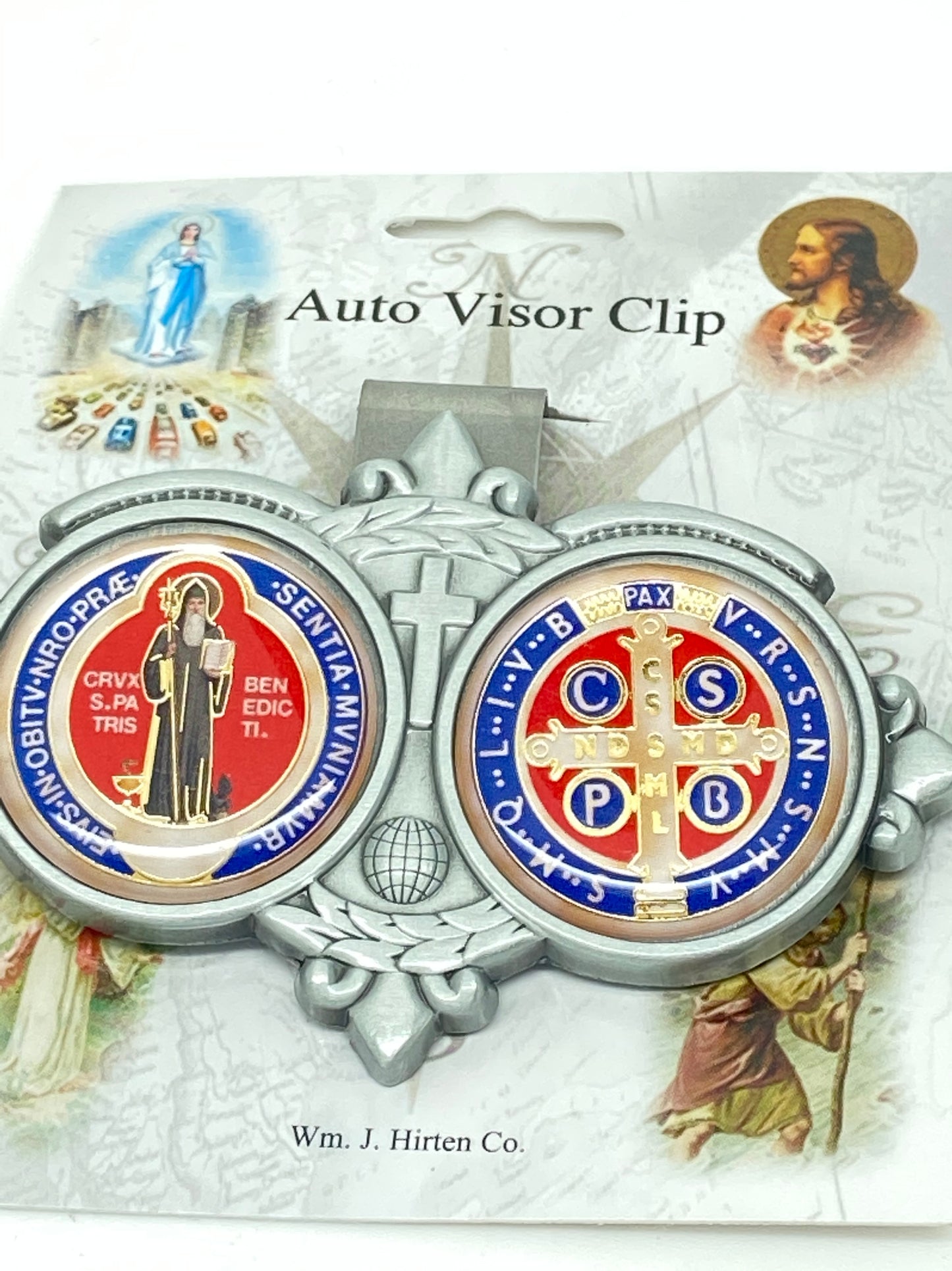 St. Benedict Medal Enamel Auto Visor Clip - Unique Catholic Gifts