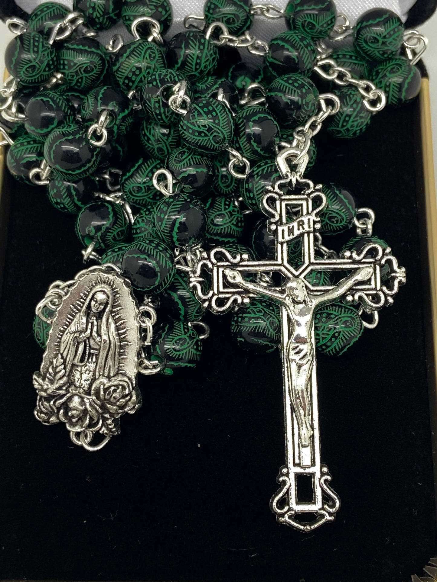 Green Guadalupe Bead Rosary - Unique Catholic Gifts