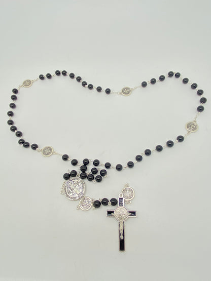 Black Onyx Bead Benedict Rosary - Unique Catholic Gifts