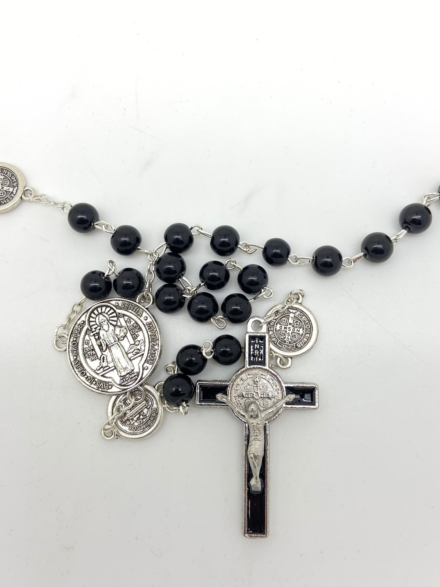 Black Onyx Bead Benedict Rosary - Unique Catholic Gifts