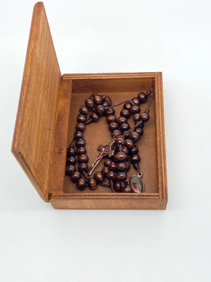 Our Lady Guadalupe Wood Rosary Box with Wood Rosary - Unique Catholic Gifts