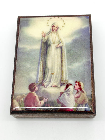 Our Lady of Fatima Wood Rosary Box with Wood Rosary - Unique Catholic Gifts