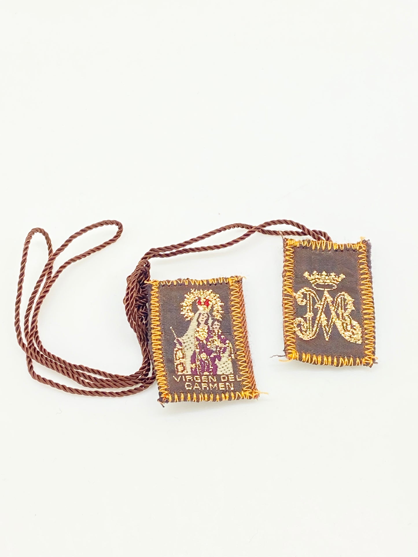 Brown Scapular with Our Lady of Mt. Carmel 1 1/2" - Unique Catholic Gifts