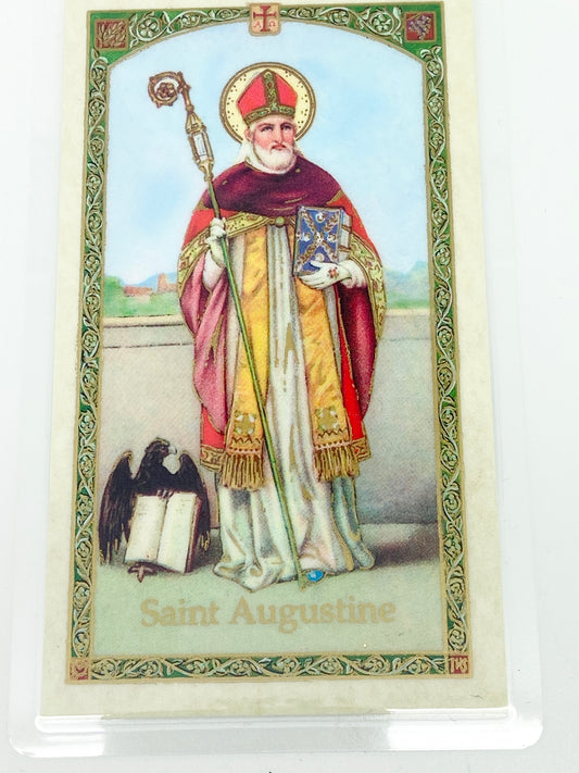 St. Augustine Laminated Holy Card (Plastic Covered) - Unique Catholic Gifts