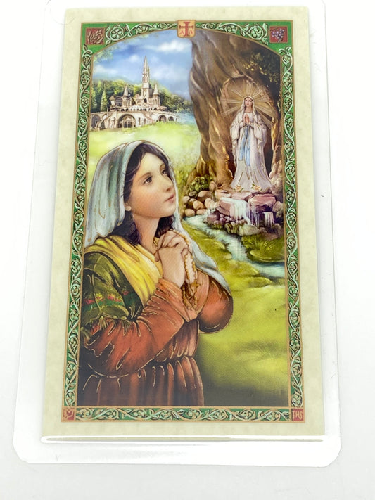 St. Bernadette Laminated Holy Card (Plastic Covered) - Unique Catholic Gifts