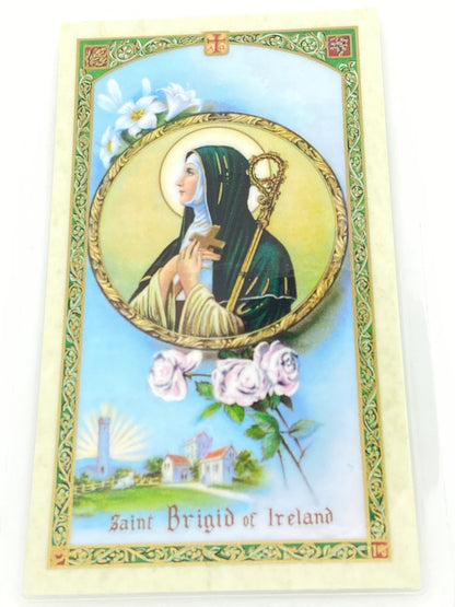 St. Bridgid of Ireland Laminated Holy Card (Plastic Covered) - Unique Catholic Gifts