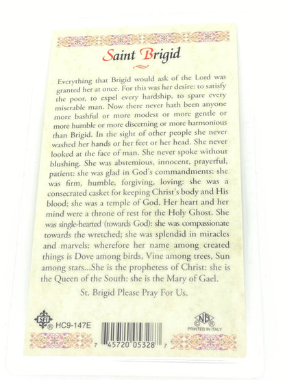 St. Bridgid of Ireland Laminated Holy Card (Plastic Covered) - Unique Catholic Gifts