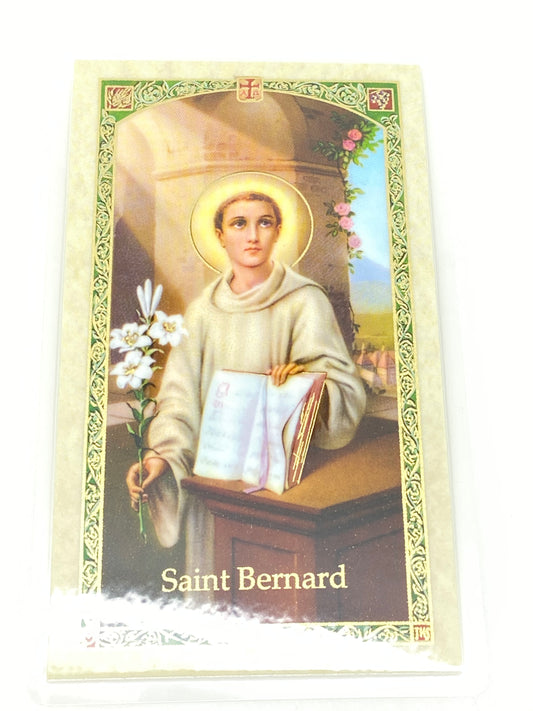 St. Bernard Laminated Holy Card (Plastic Covered) - Unique Catholic Gifts