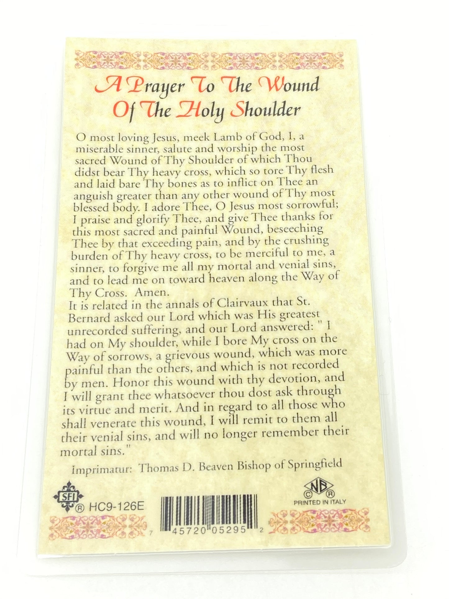 St. Bernard Laminated Holy Card (Plastic Covered) - Unique Catholic Gifts