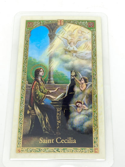 St. Cecilia Laminated Holy Card (Plastic Covered) - Unique Catholic Gifts