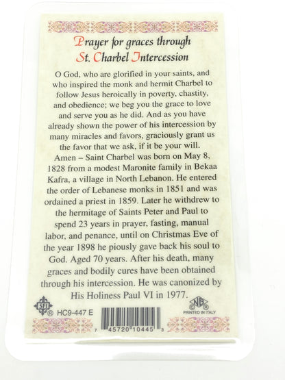 St. Charbel Laminated Holy Card (Plastic Covered) - Unique Catholic Gifts