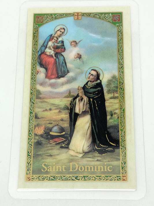 St. Dominic Laminated Holy Card (Plastic Covered) - Unique Catholic Gifts