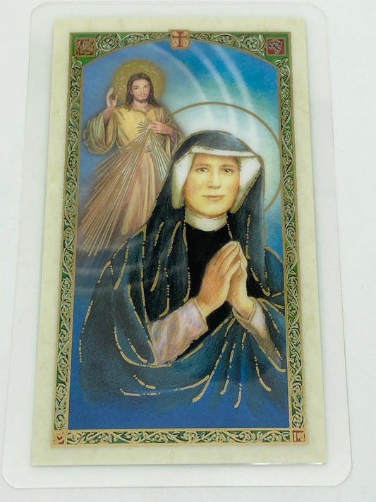 St. Faustina Laminated Holy Card (Plastic Covered) - Unique Catholic Gifts