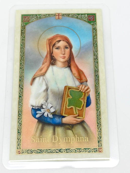 St. Dymphna Laminated Holy Card (Plastic Covered) - Unique Catholic Gifts