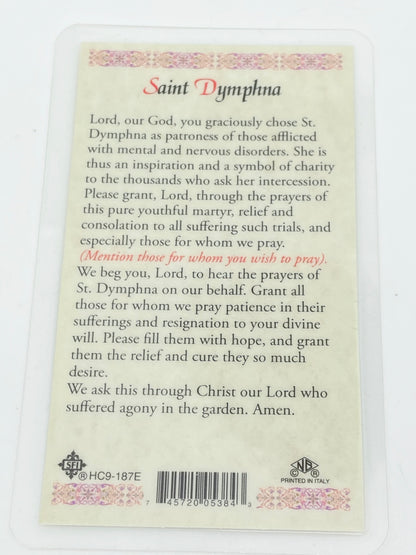 St. Dymphna Laminated Holy Card (Plastic Covered) - Unique Catholic Gifts