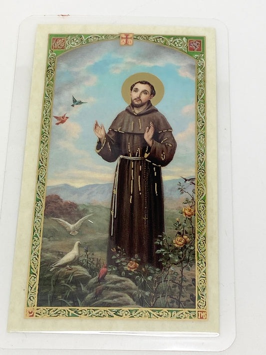 St Francis Prayer for Peace Laminated Holy Card (Plastic Covered) - Unique Catholic Gifts