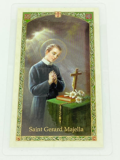 St Gerard Majella Laminated Holy Card (Plastic Covered) - Unique Catholic Gifts