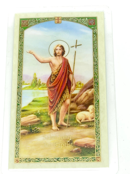 St. John The Baptist Laminated Holy Card (Plastic Covered) - Unique Catholic Gifts