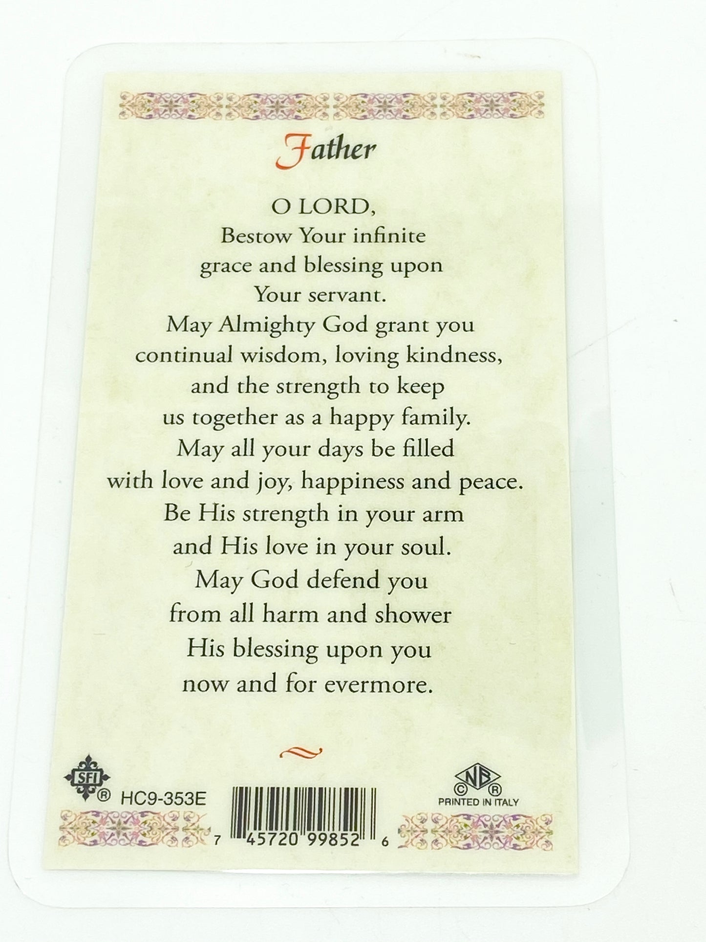 St. Joseph (Father) Laminated Holy Card (Plastic Covered) - Unique Catholic Gifts