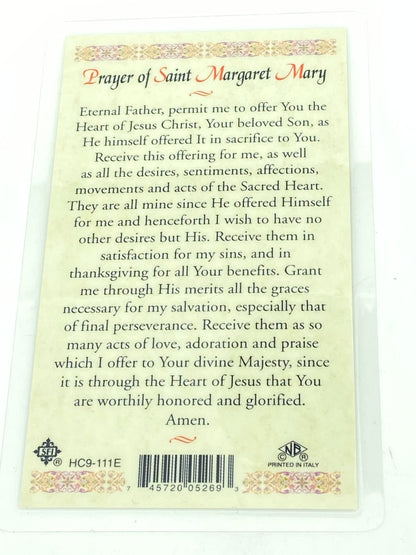 St. Margaret Mary Laminated Holy Card (Plastic Covered) - Unique Catholic Gifts