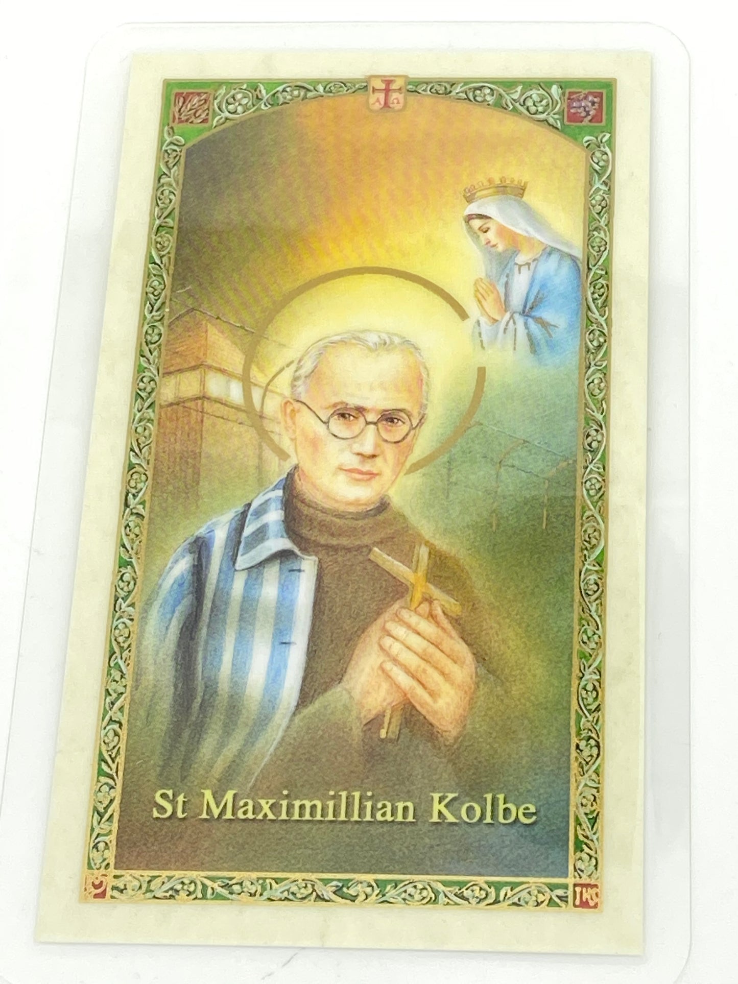 St. Maximillian Kolbe Laminated Holy Card (Plastic Covered) - Unique Catholic Gifts