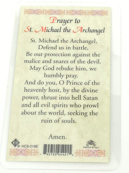 St. Michael the Archangel Laminated Holy Card - Unique Catholic Gifts