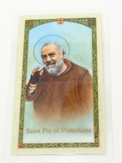 St. Padre Pio Laminated Holy Card - Unique Catholic Gifts