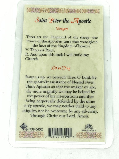 St. Peter the Apostle Laminated Holy Card - Unique Catholic Gifts