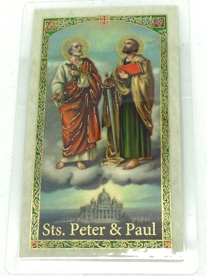 Novena to Sts. Peter & Paul Laminated Holy Card (Plastic Covered) - Unique Catholic Gifts